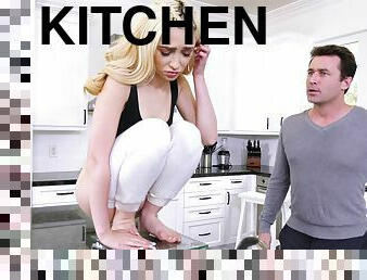 Blonde girl Jane Wilde gets her cunt pounded in the kitchen