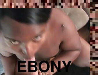 Chubby ebony trans blows cock on casting