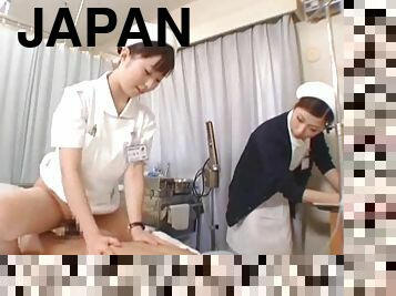 Japanese nurses suck and fuck with a patient