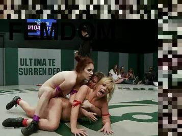 Amazing girls in bikini wrestle and then have hot sex