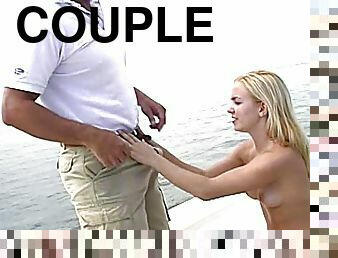 Adorable babe in bikini gets fucked on a yacht