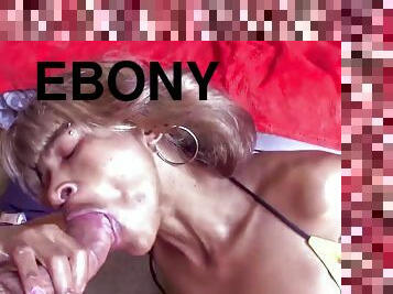 Real Ebony Stripper Baddie Sucks White Fat Tourist Cock