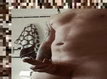 Redhead guy masturbation and cum in bathroom