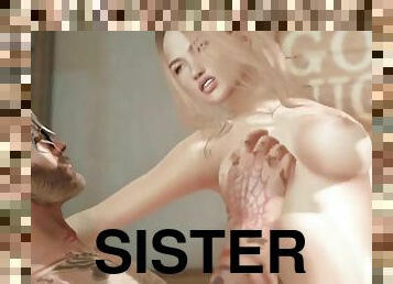 Taboo play with tattooed animated stepsister
