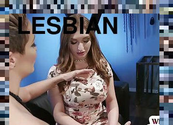 Gagged lesbian sub fucked by busty lesbian milf with strapon
