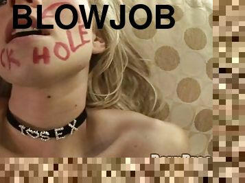 blowjob, tenåring, slave, facial, blond, misbrukt