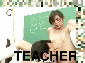 Teacher licking pussy young student