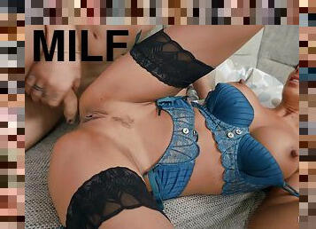 Top MILF undresses for son's huge dick