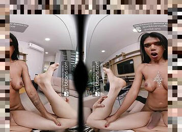 Brazil ladyboy fucks you in POV VR