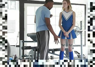 Hot teen cheerleader Haley Reed fucks her black trainer