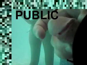 He masturbates under water in public pool