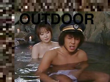 Outdoors fucking in the natural pool with sexy babe Aya Koizumi