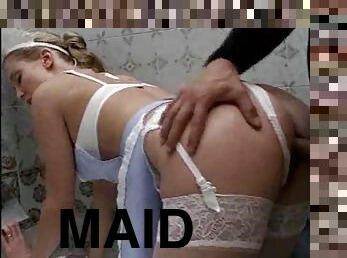 His horny maid takes anal in the bathroom
