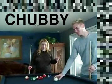 Chubby chick fondled over the pool table