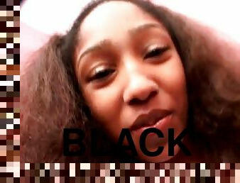 Black teen plays with hairy vagina and sucks dick