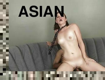 Horny Asian Woman Banged By A Dark Color Cock From Behind