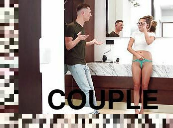 Stunning blonde room-mate Eveline Dellai enjoys having anal sex