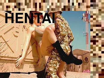 armée, gros-nichons, babes, hentai, 3d, militaire