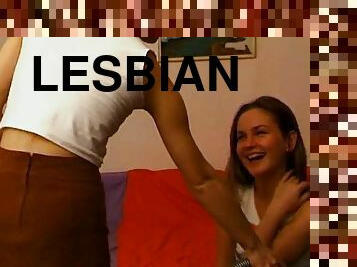 Two naked teens have their first lesbian experience