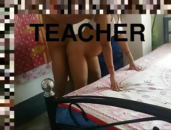 enseignant, amateur, milf, indien, chambre-a-coucher, lingerie, brunette