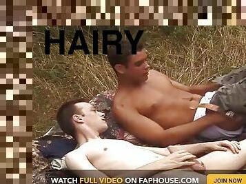 Cute twink gets his hairy ass licked and drilled outdoors in doggy style position
