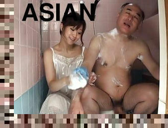 Nasty Asian Dude Gets A Handjob And Sprays A Nasty Whore
