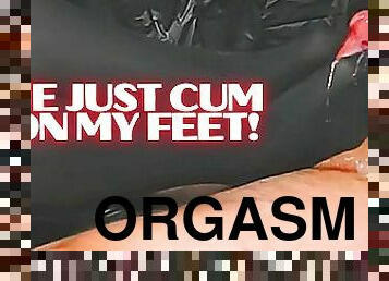 orgasme, collants, bdsm, esclave, pieds, ejaculation, bondage, maîtresse, branlette-avec-les-pieds, femme-dominatrice