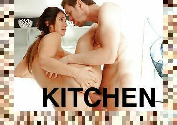 Lovely babe uses the kitchen as her playground for such perversions