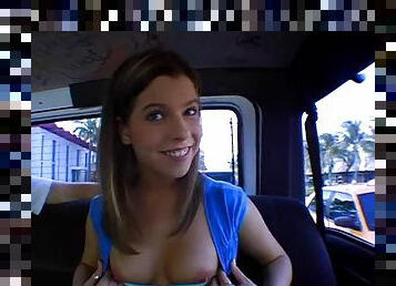 Bangbus adventures continue with a horny babe sucking and fucking