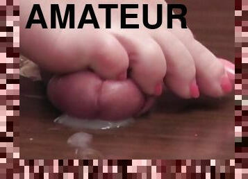 Cock trample footjob