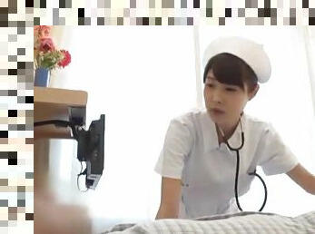 Slutty Japanese nurse receives a cumshot after sucking a dick