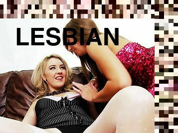 Lesbos wearing nylon stockings - Cate Harrington and Katie K