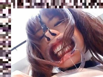 Subtitled weird Japanese face destruction shaved schoolgirl