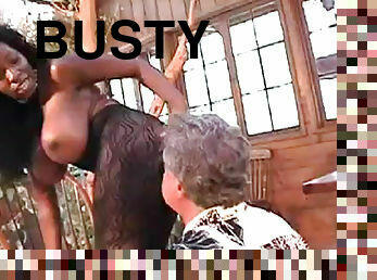 Busty ebony likes to dominate