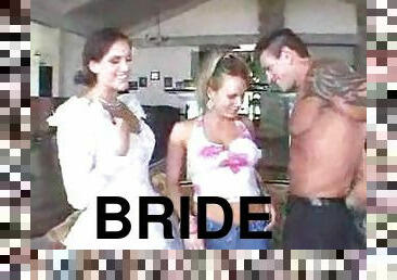 Pretty bride does threesome in hot scene