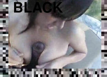 Large black cock fucks deliciously sexy brunette