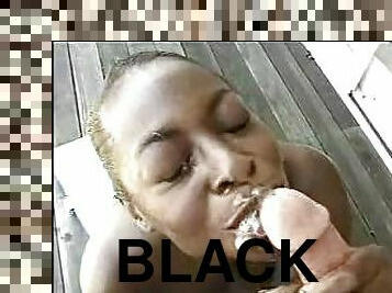 Big white cock is what the black slut loves