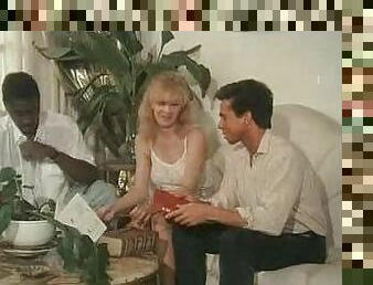 Peter North and black guy in retro fuck slut threesome