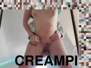 hundestilling, fisse-pussy, creampie, kær, våd