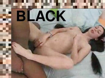 Black cock right up her tight teen ass