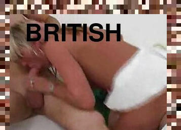 Pierced British blonde in threesome