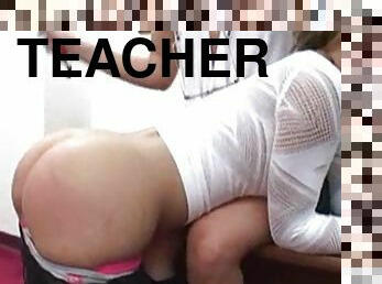 Hot teacher spanked girl in glassroom