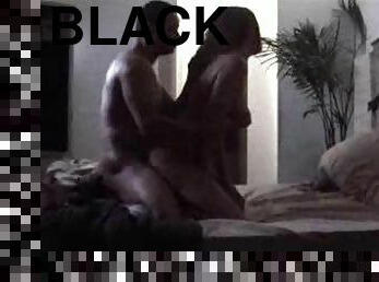 Black couple does it doggy style in bed