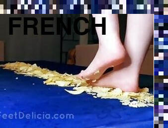 Food/ASMR Feet smashing French fries