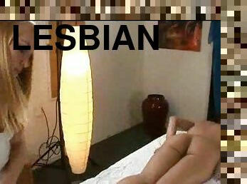 Lesbian massage with dildo play