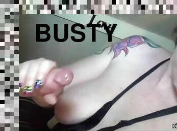 Busty kim and a friend suck some dick