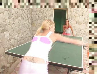 Girls playing tennis