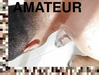 baignade, masturbation, amateur, ejaculation-sur-le-corps, énorme-bite, gay, branlette, brésil, ejaculation, douche