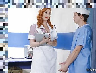 Beautiful redhead nurse bangs with her patient