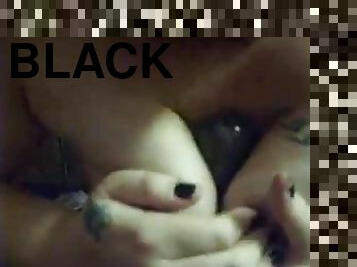 White girl titty fucks a big black cock